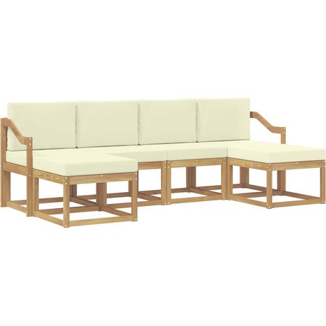 Set di divani da esterno 6 pz Bianco e Crema Poliestere vidaXL (1/5)