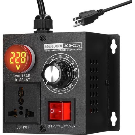 Regulador de voltaje CC AC220V 5000W, regulador de voltaje monofásico variable portátil, control de temperatura, velocidad y brillo. (1/5)