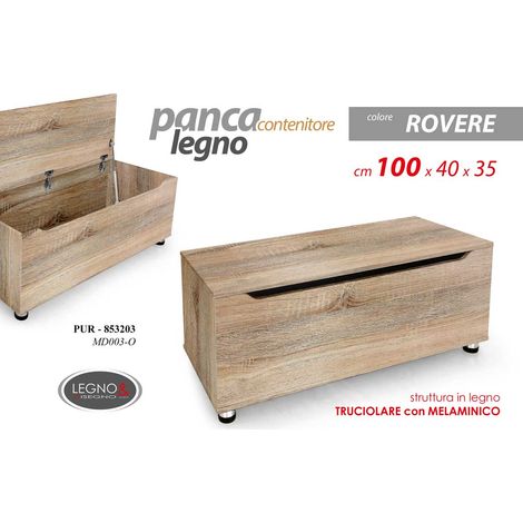 Baule cassapanca/contenitore moderno colore rovere cm 100x40x35