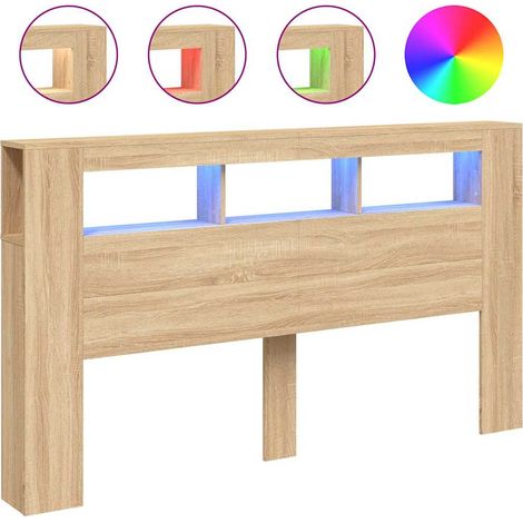 Maison Exclusive - Cabecero LED madera ingeniería roble Sonoma 18
