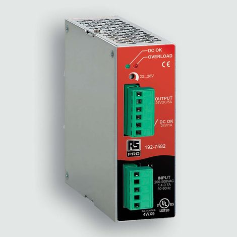 Alimentation pour rail DIN RS PRO, 24V 5A, 200 500V c.a. ( Prix pour 1 )