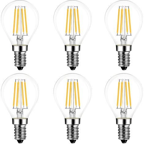 4W E14 Ampoule LED Filament G45, 400 lumens Equivalente à Ampoule Halogène Vintage 40W, 2700K Blanc Chaud, Non réglable, Lot de 6