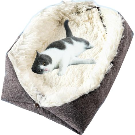 Weiches Katzenbettkissen, ultraweicher Korb, flauschig und weich, rutschfester Boden, waschbarer Plüsch, für Kätzchen, kleine Hunde, Kaninchen und andere Haustiere (1/5)