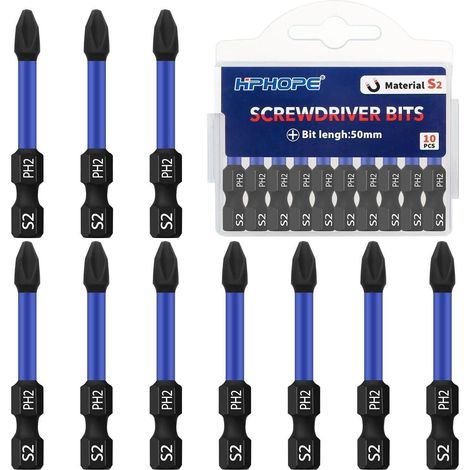 10x PH2 Schrauberbits 50mm magnetisch S2 Stahl für Akkuschrauber (1/4)
