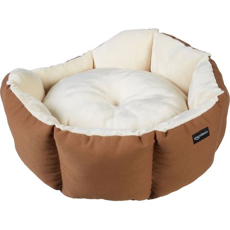 Panier octogonal pour animal de compagnie, Chien et chat, L 51 x l 51 x H 20 cm, Brun, blanc (1/5)