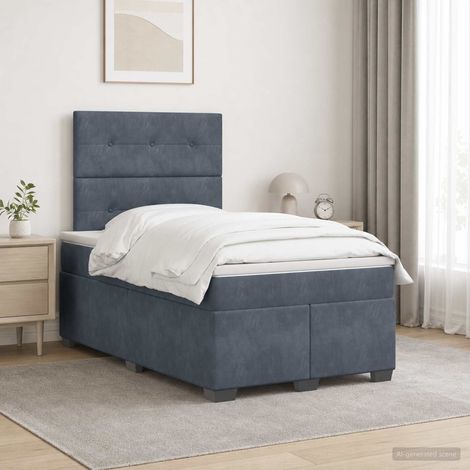 Cama box spring con colchón Gris oscuro 120 x 190 cm Terciopelo (1/5)