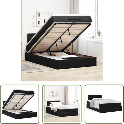 vidaXL Ottoman-Bett mit Matratze Schwarz 120x200 cm Samt (1/5)