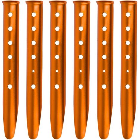 Piquets de tente en alliage d'aluminium en forme de U, 31 cm, lot de 6, pour le sable, la neige, la plage, le camping et la randonnée (Orange - Forme en U - 31 cm) (1/5)