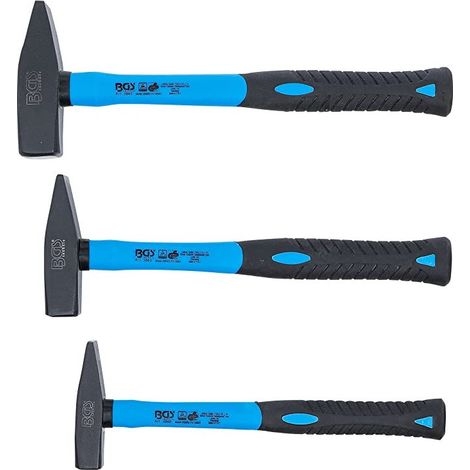 Bgs Technic – Lot de 3 marteaux de mécanicien 300g, 500g, 800g – Manche en fibre de verre – Pour travaux de précision et de réparation