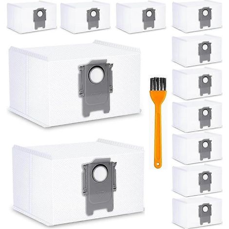 Lot de 12 sacs à poussière de rechange pour aspirateurs Roborock S7 MaxV Ultra / S7 Pro Ultra / Q7 Max+ / Q7 Max+ Plus / Q7 Max / Q5+