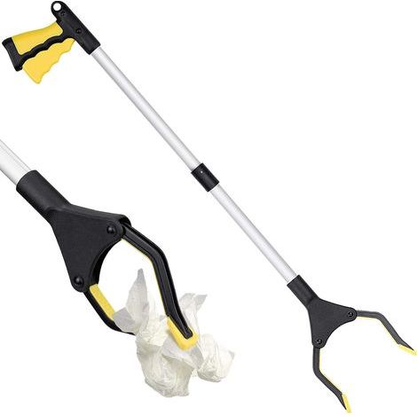 Outils de Ramassage 32", Pince Télescopique Outil d'Aide Handicapé Pince de Préhension en Aluminium pour Ramassage des Déchets, Ramasse-litière,Jaune (1/5)