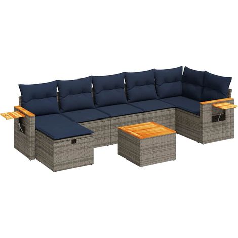 Maison Exclusive - 8-tlg. Garten-Sofagarnitur mit Kissen Grau Pol (1/5)