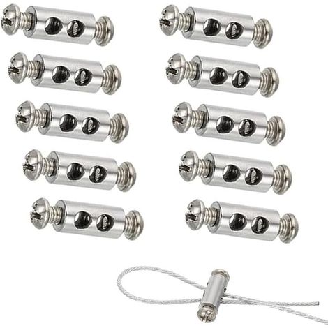 10 Pièces Serre-Câbles avec Capuchon à Vis pour Câbles de 1 à 3 mm, Fixation Double Extrémité en Acier