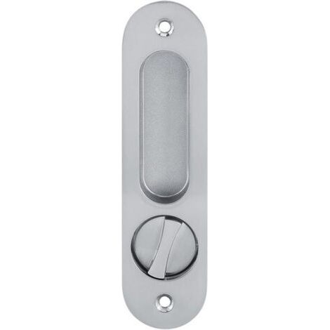 Serrure de porte coulissante avec clé, serrures de porte invisibles Serrure de porte en bois antivol pour garnitures de meubles en bois de grange-Chrom (1/5)
