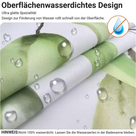 Duschvorhang 180 x 180 cm – Transparentes Blättermuster – Beschwerter Saum – Schimmelresistentes Material – Wasserdicht – Waschbar (1/3)