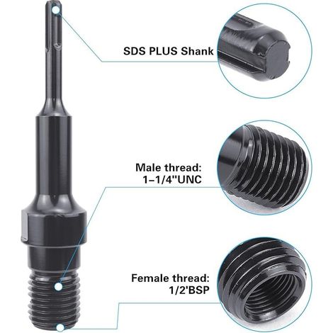 Adaptateur SDS Plus, Adaptateur 1 1/4" UNC vers SDS Plus, Adaptateur pour Carotteuse (1/4)