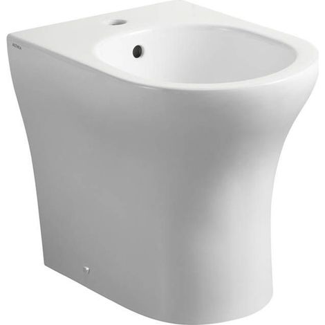 Bidet a Terra PRATICA In Ceramica Colore Bianco - Lucido - Design Moderno - Forme Morbide (1/2)
