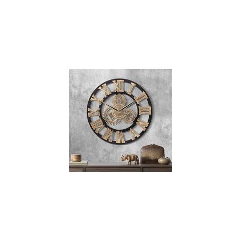 30cm Horloge Murale Geante Bois, Vintage Silencieuse Pendules Murales Or Engrenages Industrielle, Steampunk sans Tic-tac Décor pour Salon Bar Chambre