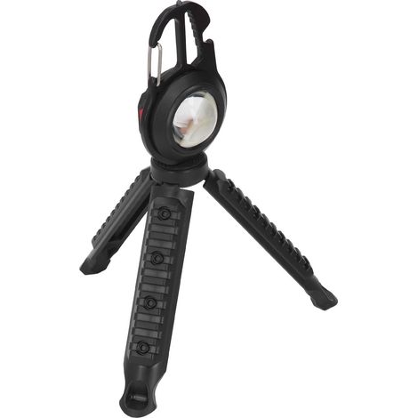Kleine, wiederaufladbare COB-Taschenlampe mit 3 Leuchtmodi, schwarz, multifunktional, tragbar, im Taschenformat mit Stativ für Angeln und den Heimgebrauch (1/5)
