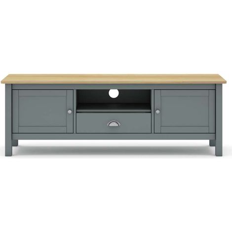 Mueble para televisión 2 puertas 1 cajón Miguel acabado verde kaki/roble, 53cm(alto) 158cm(ancho) 40cm(largo) (1/5)