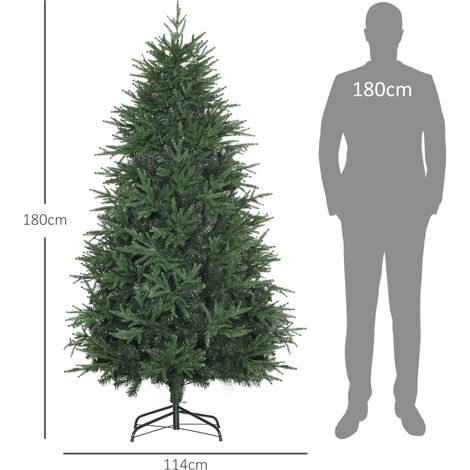 Sapin de Noël artificiel réaliste, vert, 114x114x180 cm, montage facile, plastique robuste, arbre décoratif premium pour fêtes et intérieur. (1/5)