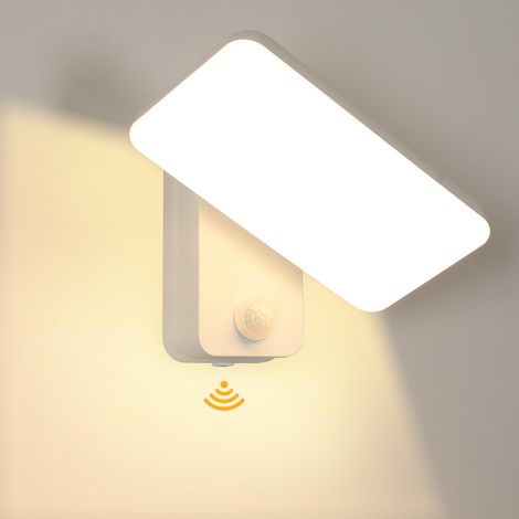 Applique Murale Extérieure LED 18W avec Détecteur de Mouvement IP65, Projecteur Extérieur Panneau Rotatif pour Terrasse Entrée Jardin Garage, Lumière Chaude 3000K