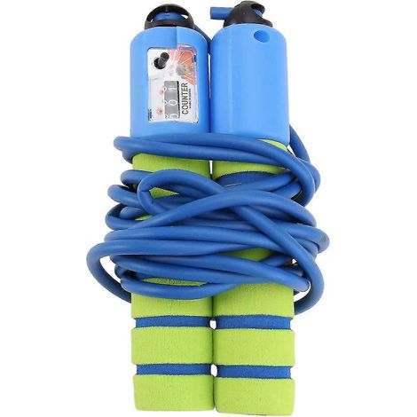 Corde à sauter antidérapante avec compteur pour enfants de 5 à 10 ans (verte + bleue) (1 pièce) (1/5)