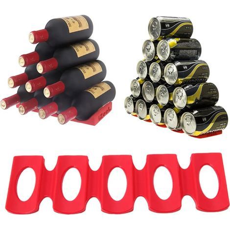 Flaschenregal, Kühlschrank-Flaschenablage, Flaschenhalter, Bierhalter, Silikon, Stapelsystem für Flaschen und Dosen, Kapazität für 15 Flaschen, 1 Stück (1/5)