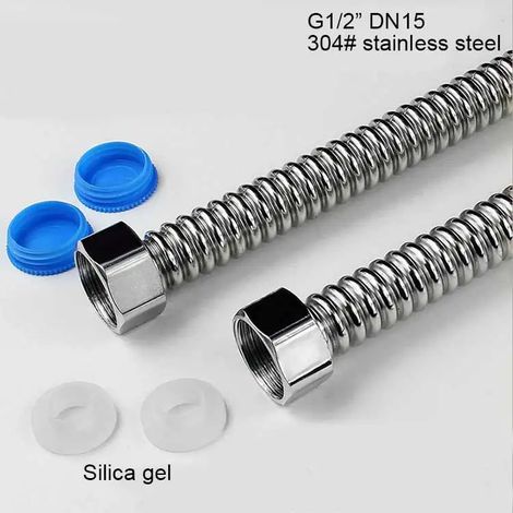(2 pièces x 120 cm - 3-4 BSPP) 2 tuyaux d'eau rigides ondulés en acier inoxydable G1/2" G3/4" G1" (1/5)
