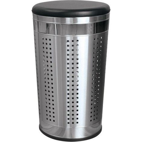 MSV – Panier à linge 46L en inox avec couvercle rembourré – Design conique pour stabilité – Entretien facile avec chiffon humide