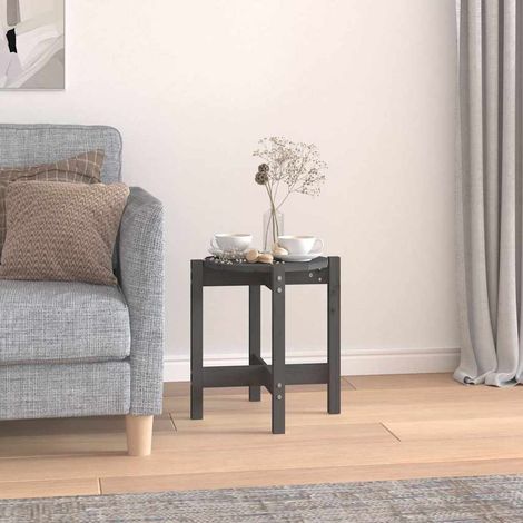 vidaXL Coffee Table Grey 脴 42,5x45 cm Solid Wood Pine (1/5)
