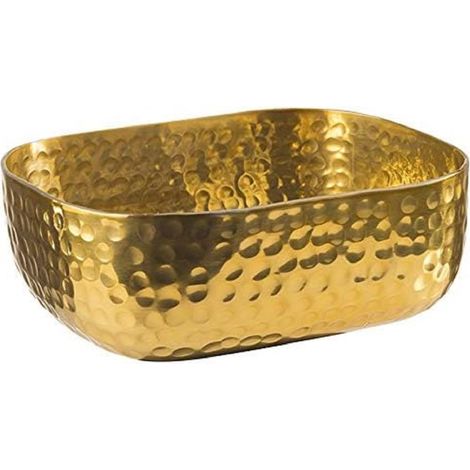 Bol en Aluminium avec Surface martelée et dorée, Bol à Pain, pour par Exemple des Plats froids et Chauds, 15,5 x 12,0 cm, 0,7 LTR.