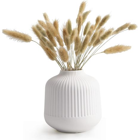 Small White Ceramic Vase Vases Decoration Modern Design Minimalist Vase for Table Centerpiece Decoration, S (1/5)