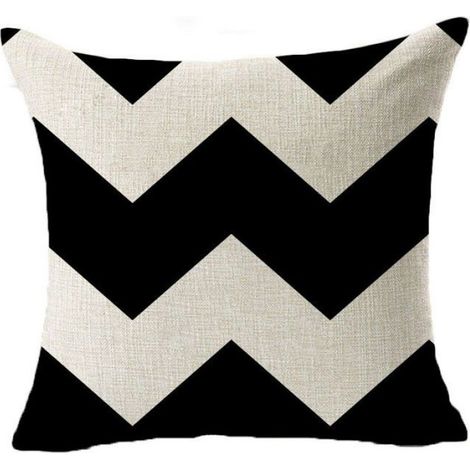 Housse De Coussin - 45 x 45 cm - Lin Imprimé Noir Et Blanc - Pour Canapé Chambre Salon Bureau - 4 Pièces (1/5)