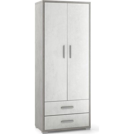 Mehrzweckschrank mit zwei Türen und zwei Schubladen White Cement 71x41x H182 cm