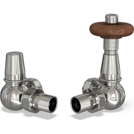 Derry Traditional - Chrome Thermostatic Radiator Valve & Lockshield Corner 10mm