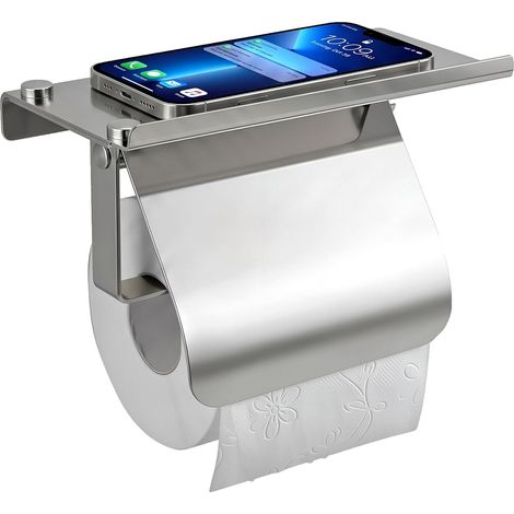 Stainless Steel Tissue Holder with Lid and Cell Phone Rack Resistant Paper Towel Rack for Bathroom Home Office Hotel Functional and Stylish Bathroom Organizer(argent) (1/5)