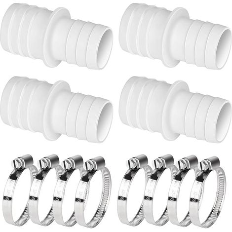 Connecteur de tuyau pour tuyau de piscine 32 mm à 38 mm Double buse de tuyau adaptateur de connecteur de tuyau 4 connecteurs de tuyau avec 8 colliers de serrage (1/5)