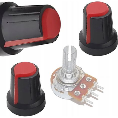 Rosfix 2x Potentiometerknopf – Achse 6 mm Rot  15x17 mm Kunststoff  Verstärker, Mixer, Bastelprojekte