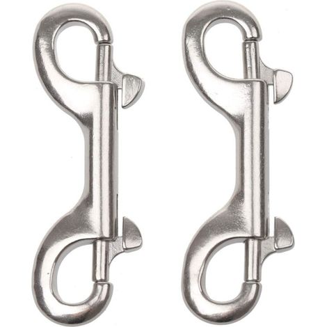 Doppelseitiger Karabinerhaken, 8,9 cm (3-1/2 Zoll), doppelseitiger Taucherkarabinerhaken, seewasserbeständig, Edelstahl 316, Kettenkarabinerhaken, ideal für Eimer, Tierfuttertröge, Landwirtschaft usw. (1/4)