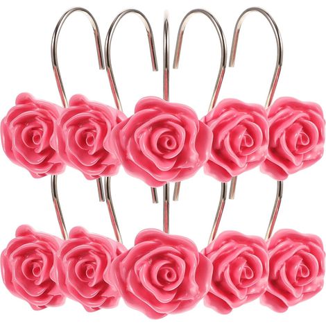 Lot de 12 crochets de rideau de douche design en acier (1/5)