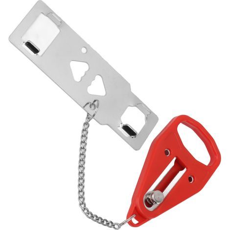 Rotes, vielseitig verwendbares Reisesicherheitsschloss, tragbares Diebstahlsicherungsschloss, temporärer Türblocker für Reisen und Zimmer. (1/5)