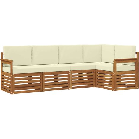vidaXL Outdoor Sofa Set 5 pcs Natural and Cream Solid Acacia Wood (1/5)