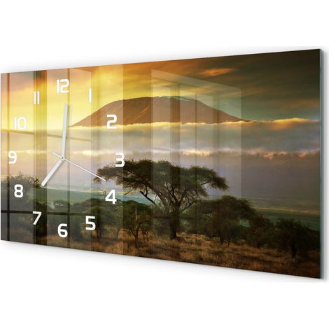 Horloge Murale Maison 60x30 cm Design Panoramique Salon Cuisine Bureau Kilimandjaro, Kenya (1/5)