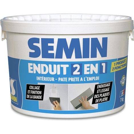 Enduit 2 en 1 multifonctions Semin - joint et lissage de la plaque de plâtre - intérieur - seau de 7 kg