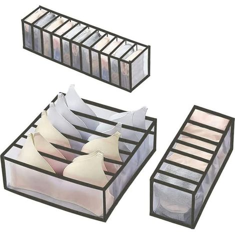 Organisateur de tiroir à sous-vêtements, séparateur de tiroir, commode pour chambre d'étudiant, lot de 3 armoires de rangement pour soutiens-gorge et chaussettes (1/5)