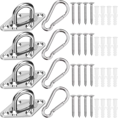 Lot de 40 crochets à vis M8 en acier inoxydable rhombe de qualité supérieure avec crochets à œillets, mousqueton, vis avec tube d'extension en plastique, crochet de plafond pour activités (1/5)