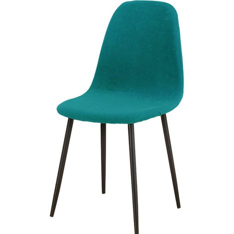 Housses de Chaise scandinave Revêtement de chaises de Cuisine Housse de Chaise scandinave pour Salle à Manger Extensibles Lot de 4 Malachite Bleu (1/5)