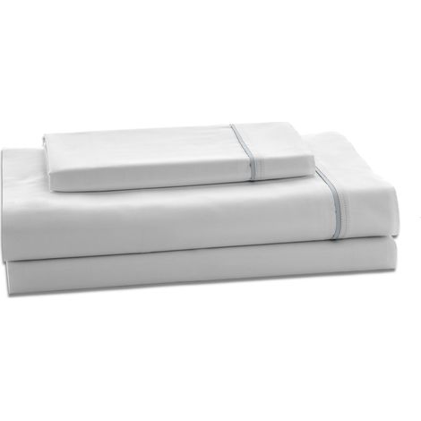 Juego de sábanas satén color blanco-perla - Cama de 90 (3 piezas) - 100% algodón - 300 hilos. Gramage: 118 (1/2)