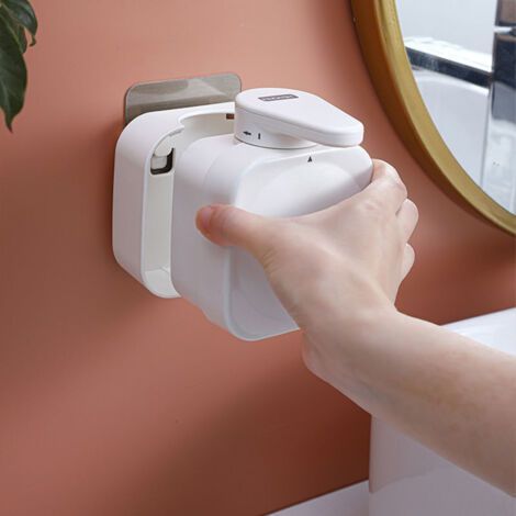 Square Liquid Soap Dispenser Elegant Bathroom Accessories Strong Suction, Modern Design for Soap and Shower Gel (1/4)
